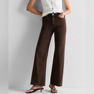 Quince Bella Stretch Wide Leg Jeans Coffee Bean Brown Size 31 Inseam 32